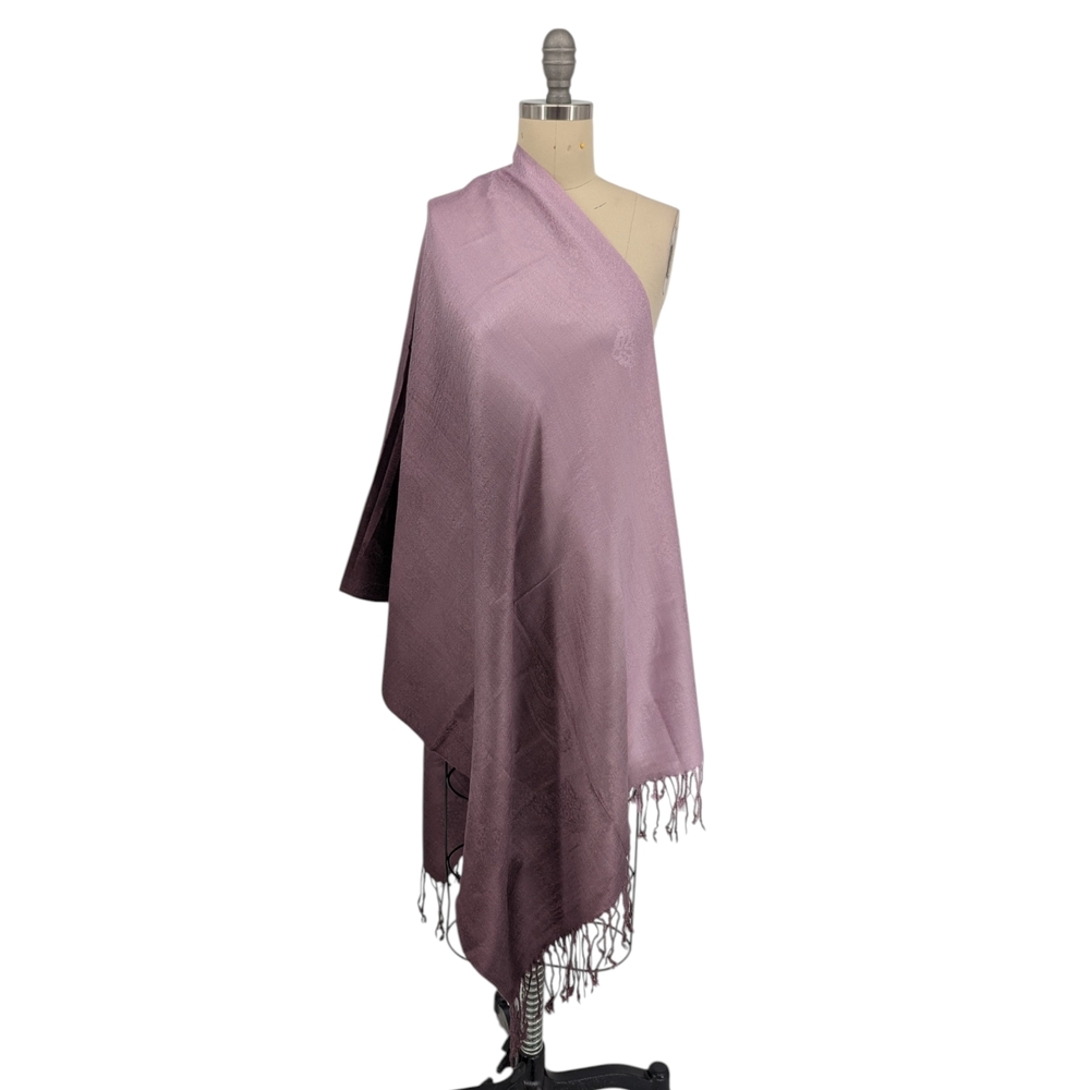 00800 Tucci Cashmere Silk Fringe Gradient Scarf Purple paisley bohemian fall